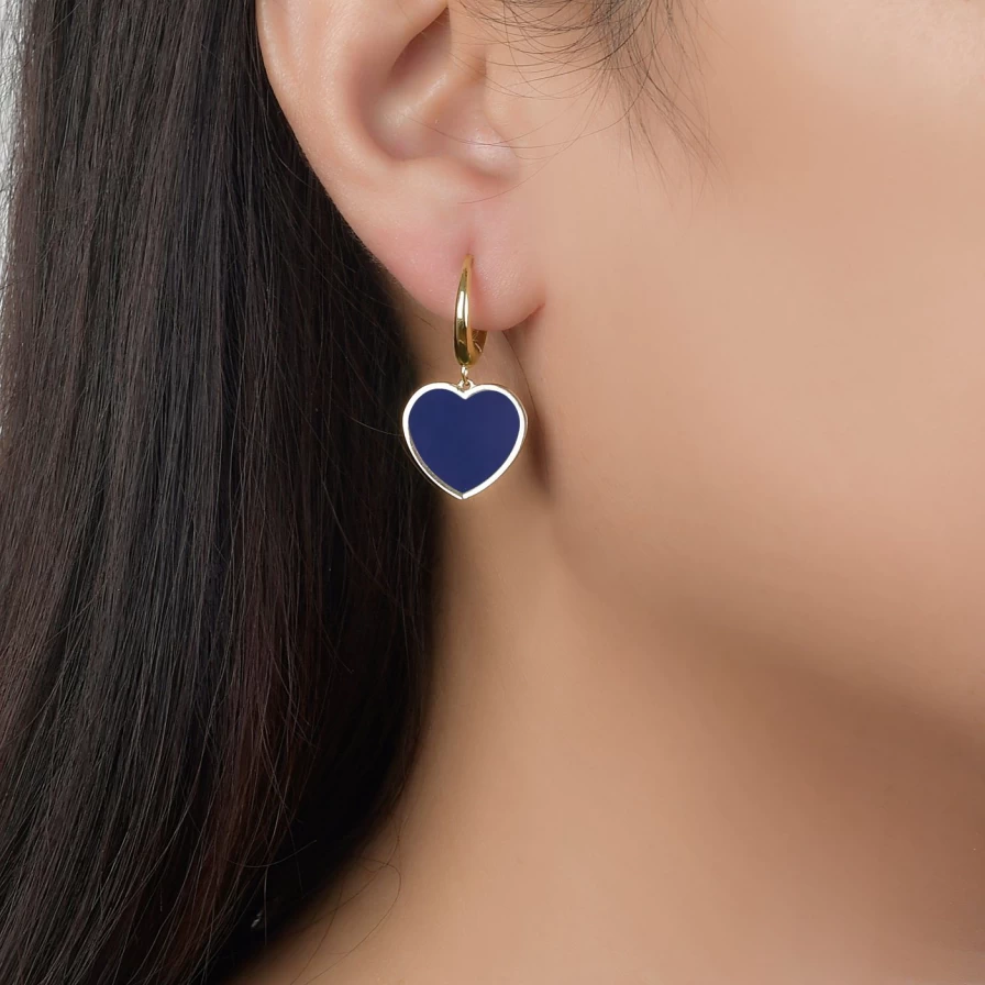 Lionheart Lapis Lazuli Heart Drop Huggie Earrings