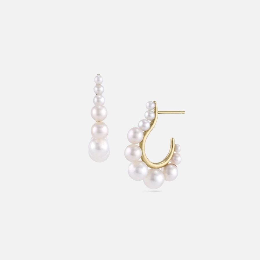 White Space Pearl Drop Earrings - Elegant Cascading Pearl Jewelry for Women