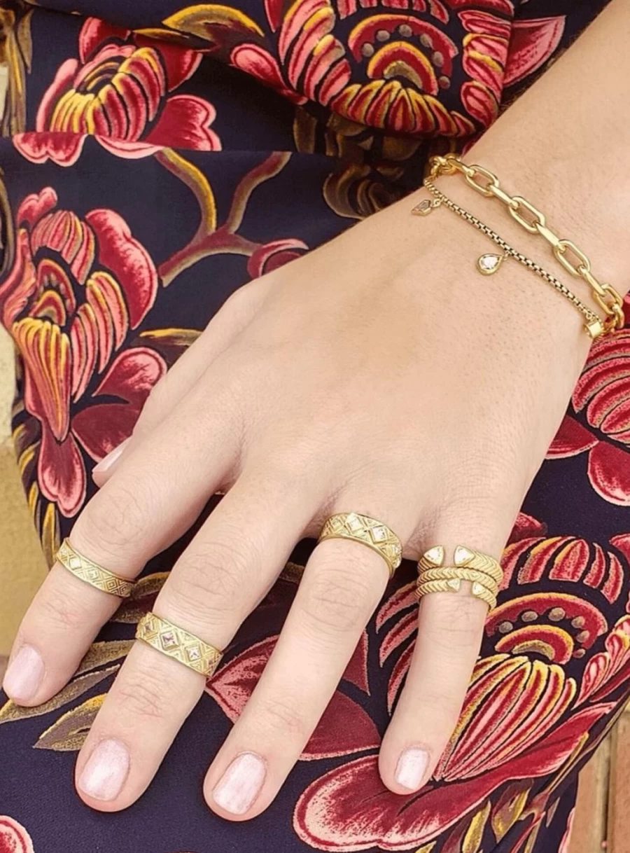 Meredith Young Elongated Link Double Chain Bracelet - Elegant Gold-Tone Layered Cuff for Women