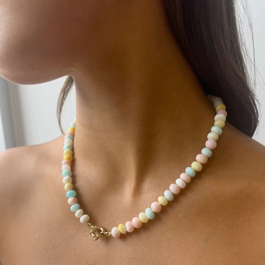 "Encirkled Jewelry Candy Opal Gemstone Necklace – Handmade Sterling Silver Pendant"