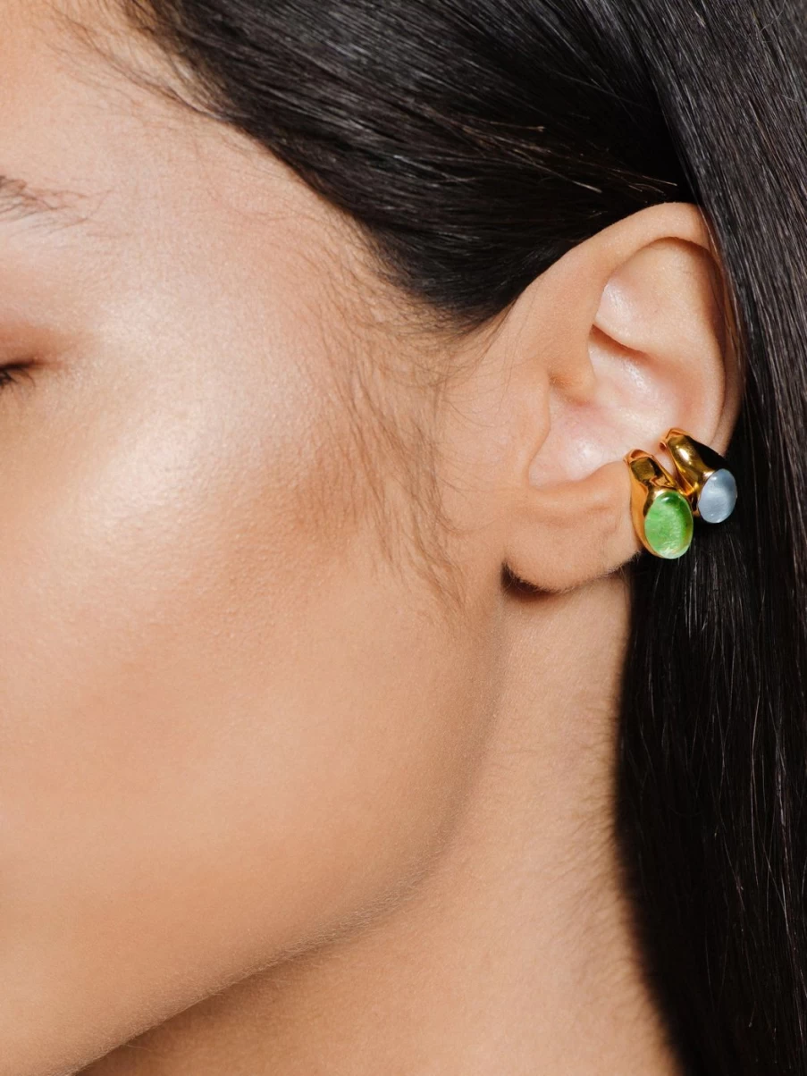 CLED Oval Sculpture Ear Cuff - Elegant Non-Piercing Ear Cuff Jewelry for Women