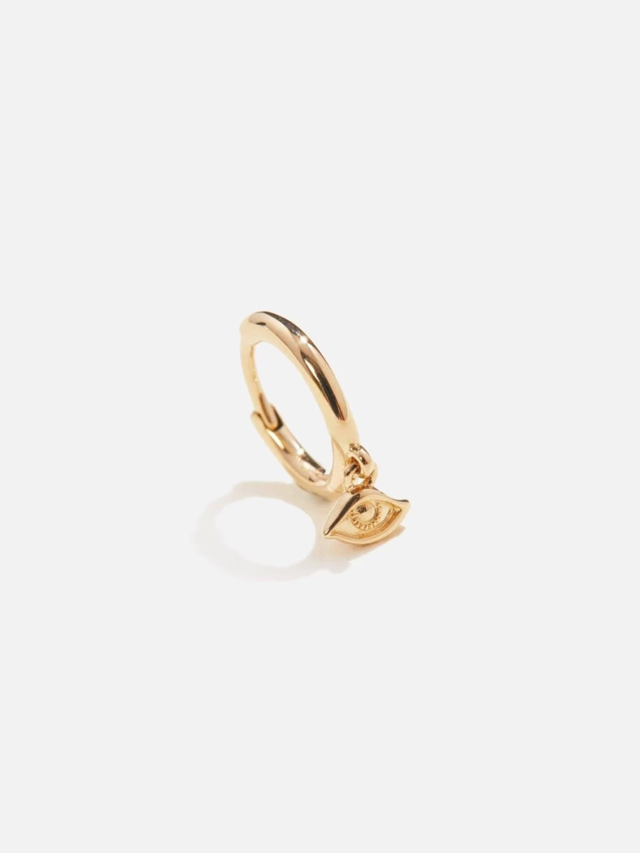 Pamela Love Gold Eye Huggie Hoop Earrings - Minimalist Huggie Hoops for Women