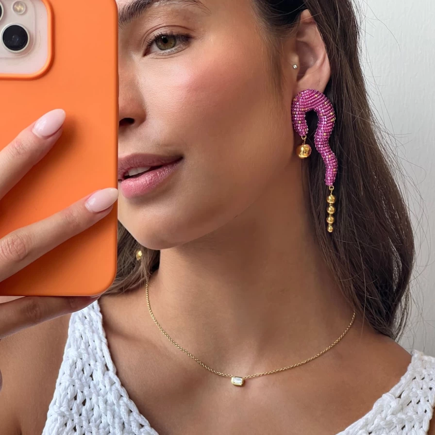 "Susana Vega 14K Gold Sunset Hoop Earrings for Women - Elegant Dainty Sunset Jewelry"